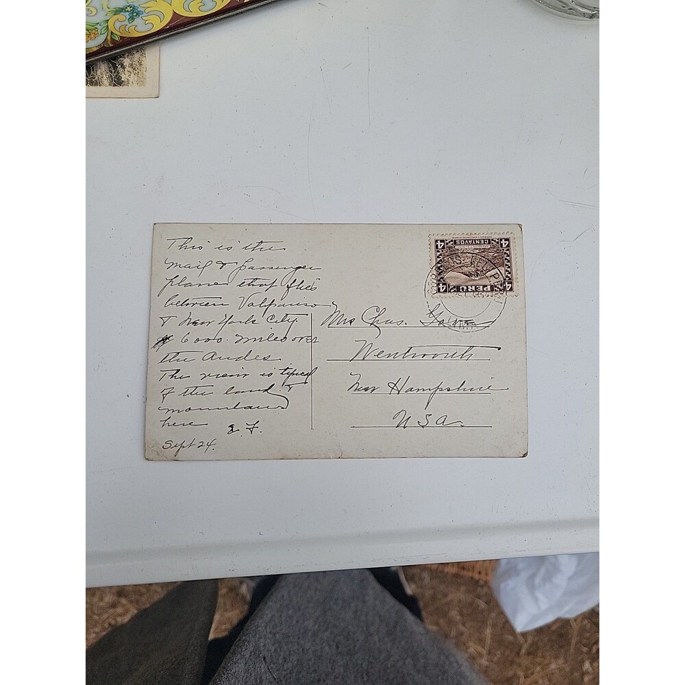 RPPC Airplane Plane 1924 Postcard Antique Peru Trimotor La Punta - Picture 11 of 12